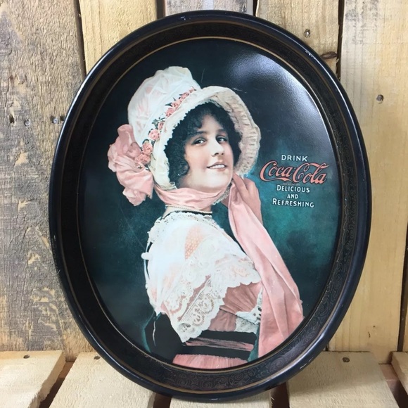Coca Cola Other - 1972 Coca-Cola Metal Oval Tray 1914 Betty Girl